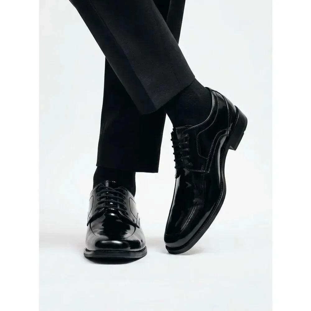 BLACK LEATHER TIE UP SHOES BY STACY ADAMS SIZE 9.5 EUC